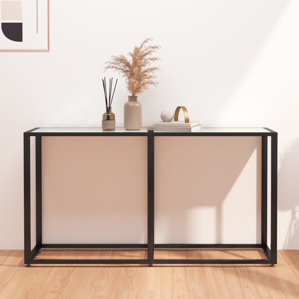 vidaXL Consoletafel Wit Marmer 140x35x75,5 cm Gehard Glas