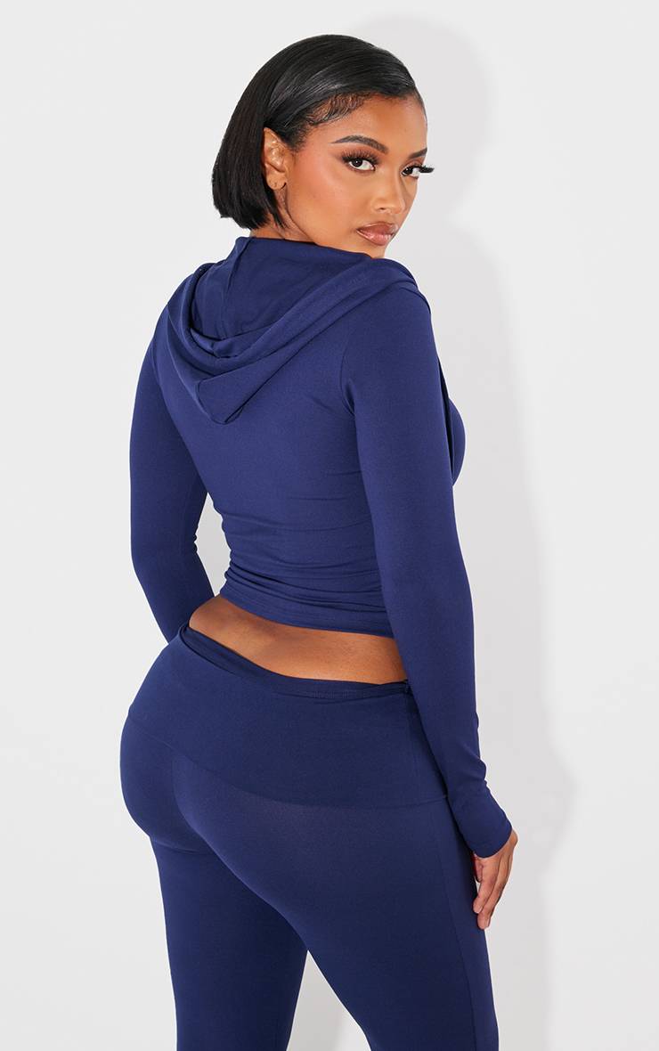 Bleu Marine Sweat À Casynthétiqueche Zippé Sculpté Shape