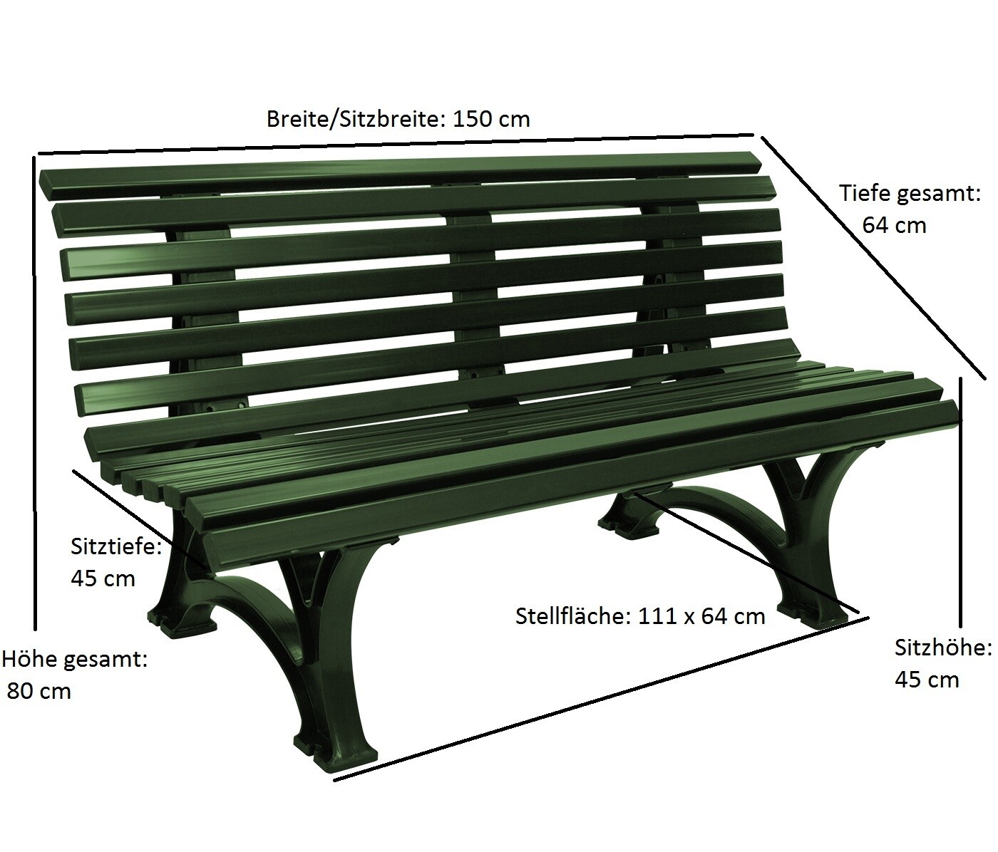 gartenmoebel-einkauf Bank HELGOLAND 3-sitzer, Kunststoff grün