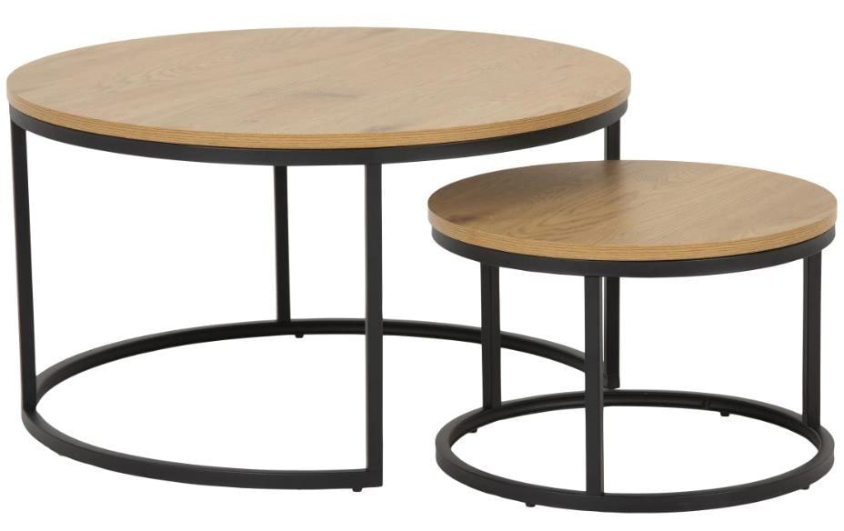 Couchtisch Spiro Ø 80/ 50 cm, 2 Stück, Nature/Schwarz<br>Sofatisch-Set