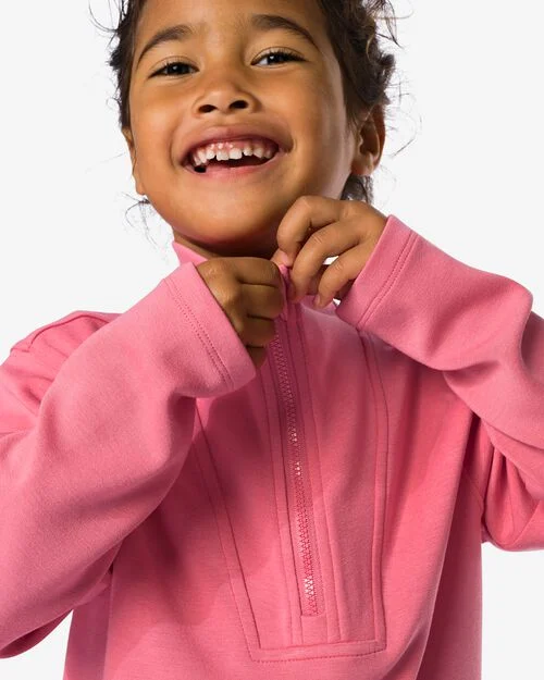 pull enfant zippé rose