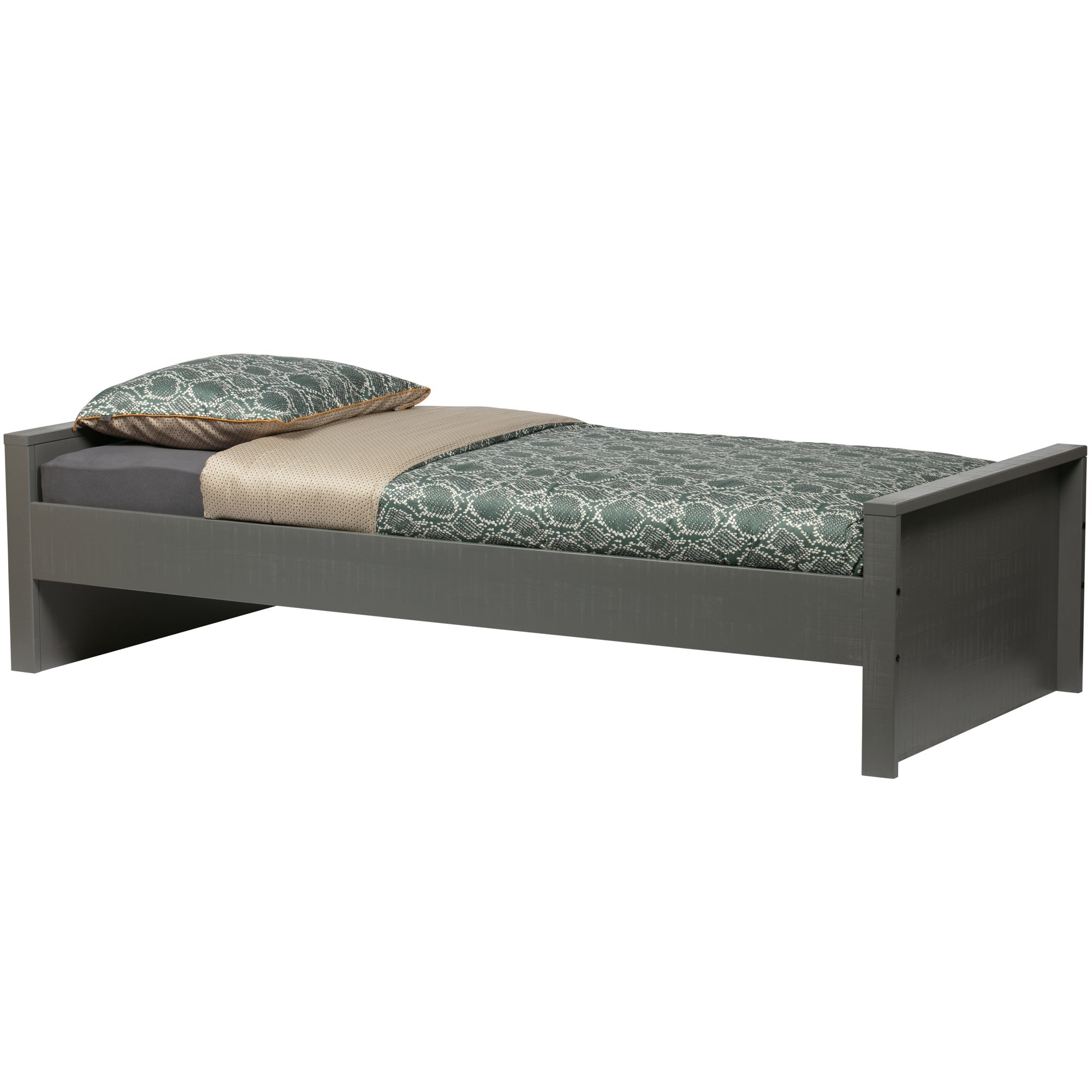 WOOOD Morris Bed Incl. Bedlade|Lattenrol - Grenen - Leem - 90x200