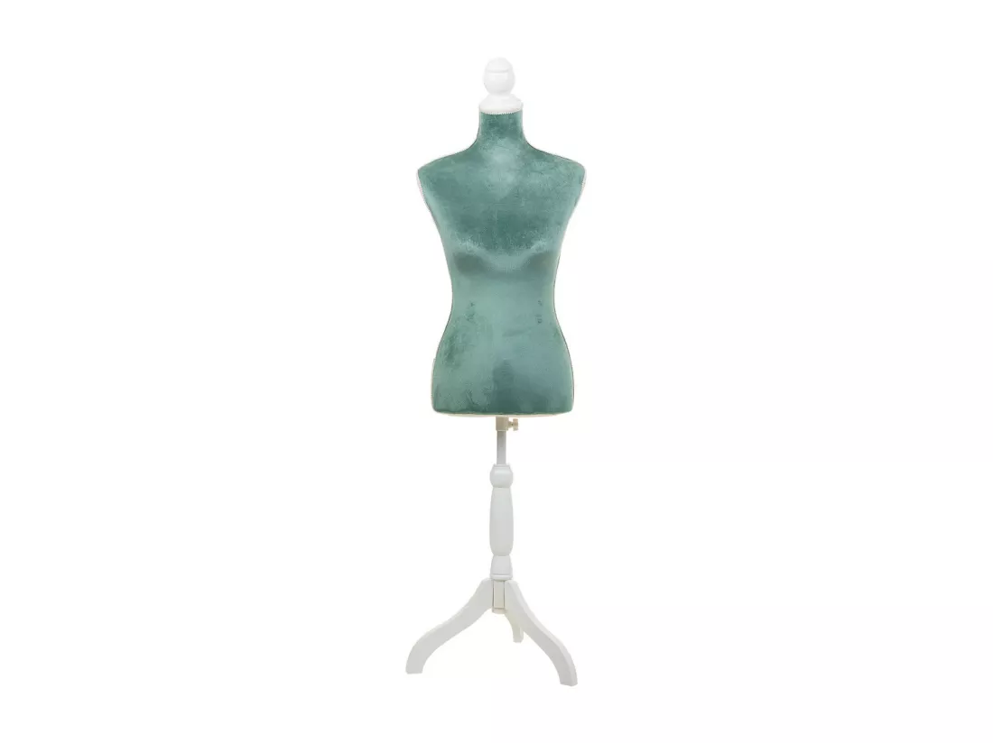 Mannequin en bois et mousse habillé de tissu bleu 24x37,5x168h