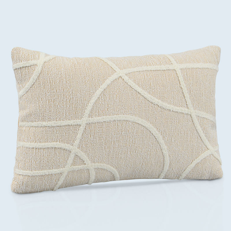 Coussin rectangulaire chenille écru