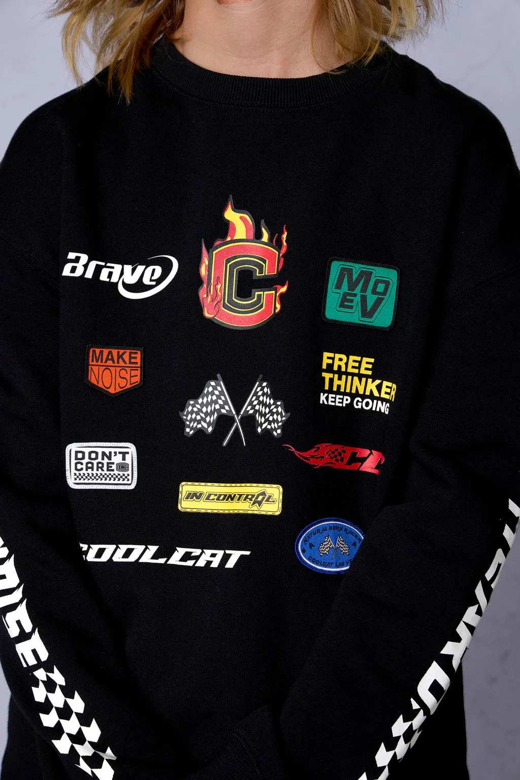 Coolcat Sweater Tyler met Racer Logo's en Patches