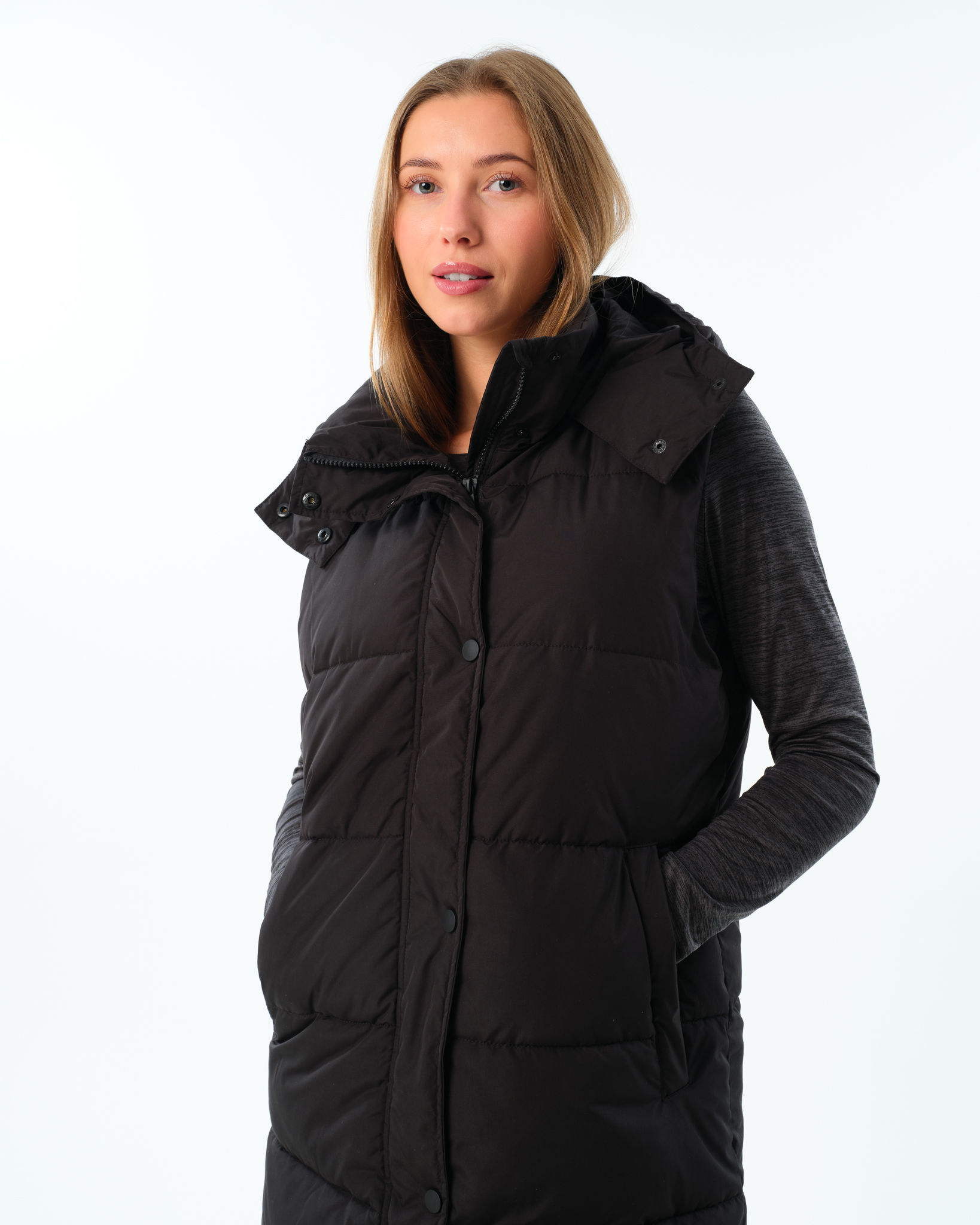 LEVITY Matilda Long Puffer Vest Black