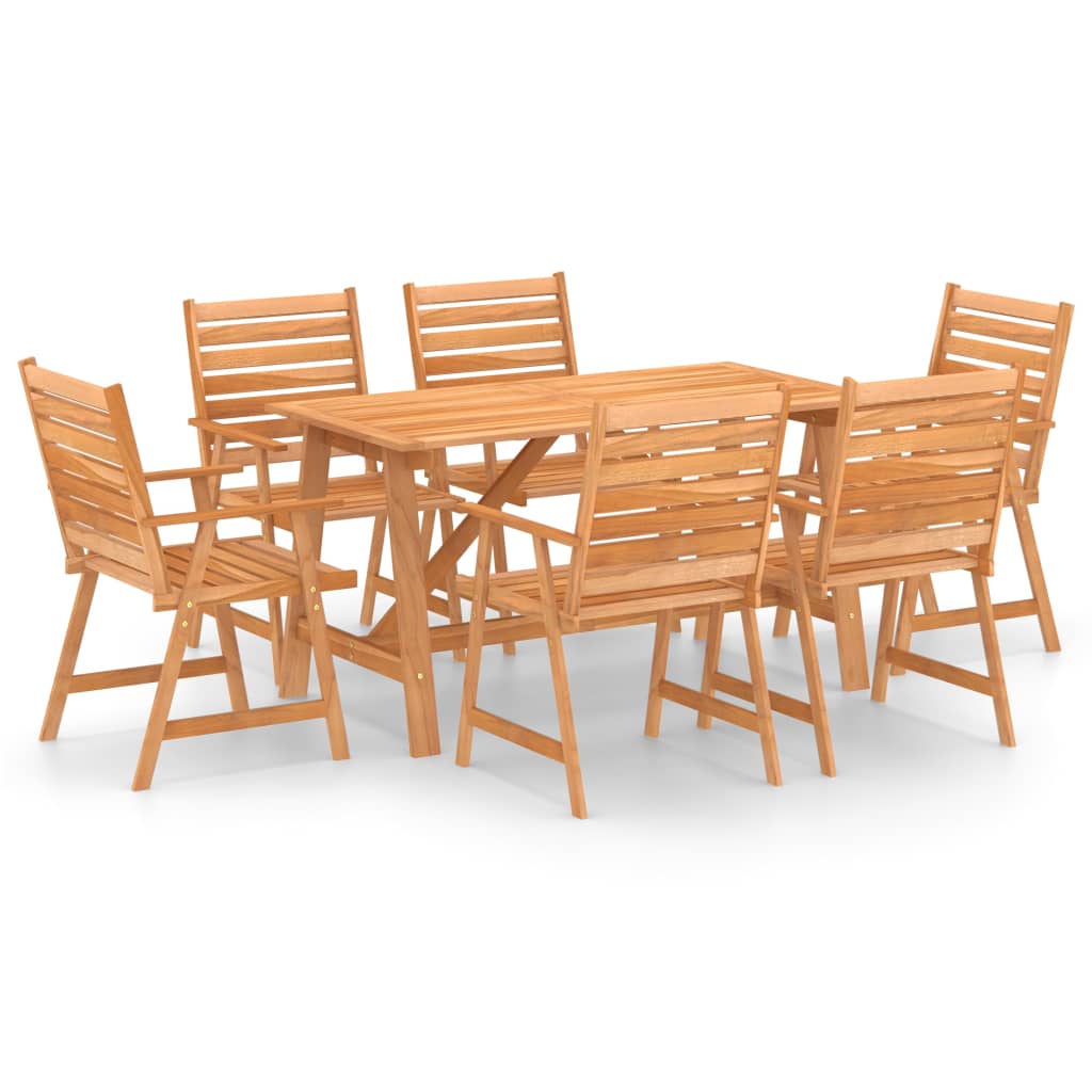 Mobilier de salle à manger de jardin 7 pièces bois d'acacia solide