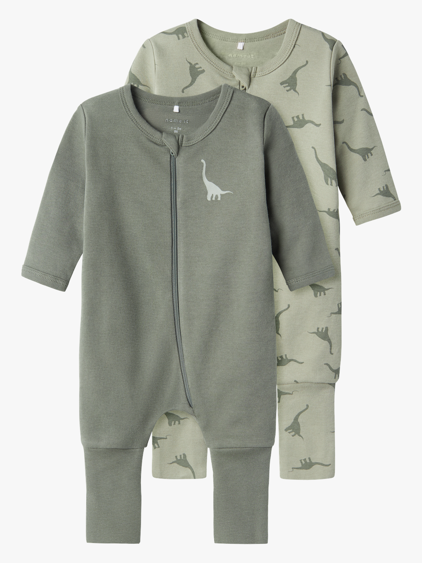 Nightsuit 2 Pack zip green dino