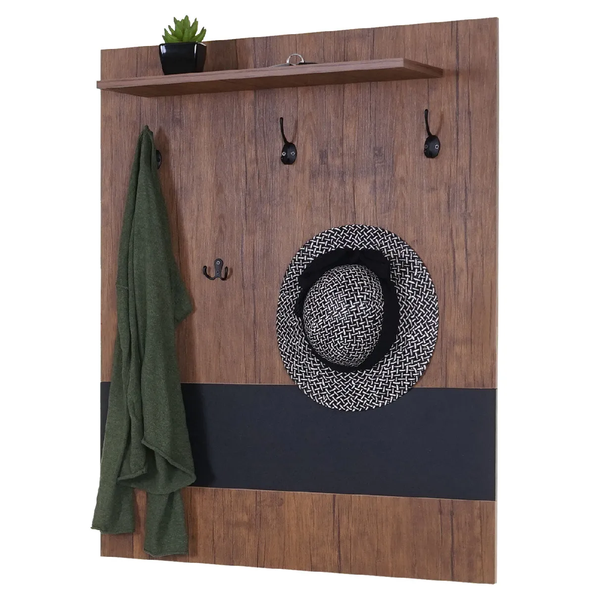 Decoshop26 porte-manteau 5 crochets - Chêne