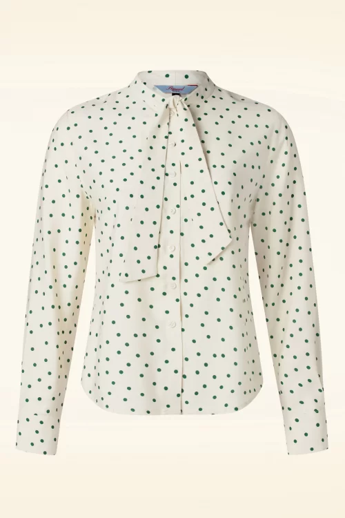 Banned Retro Spot envy blouse in gebroken wit