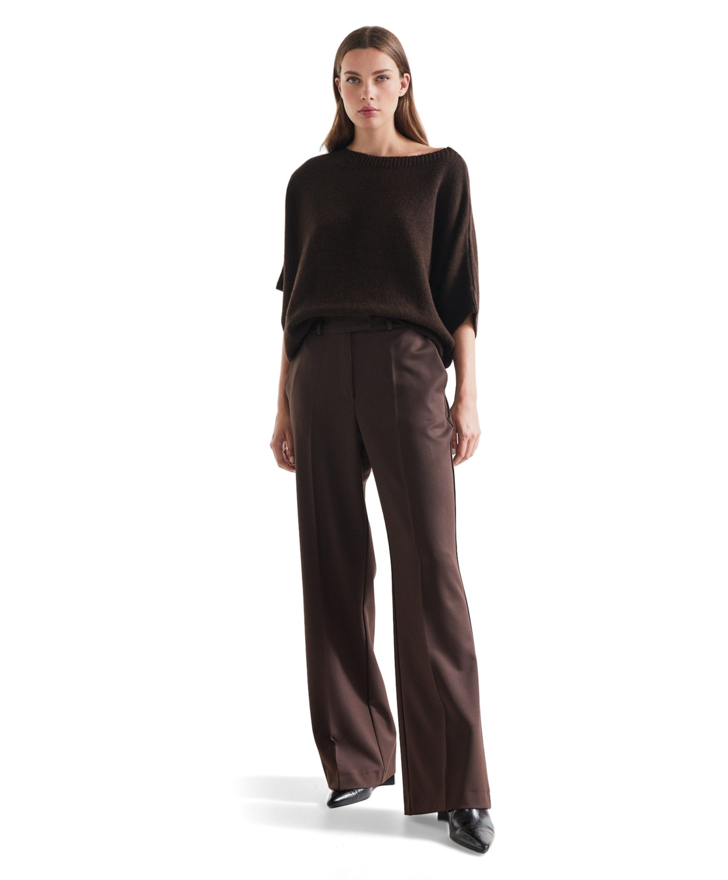 JANSEN Amsterdam ALICE wb 453 wide leg long dames broek bruin