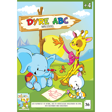 Malebog dyre abc 36 tegninger A4