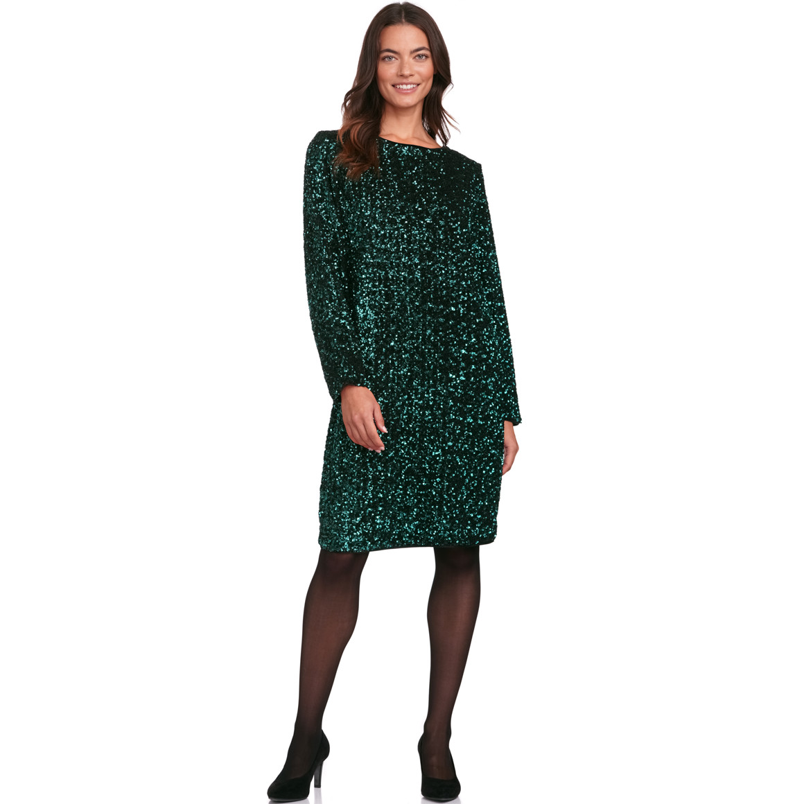 Gina Benotti Damen Paillettenkleid dunkelgrün
