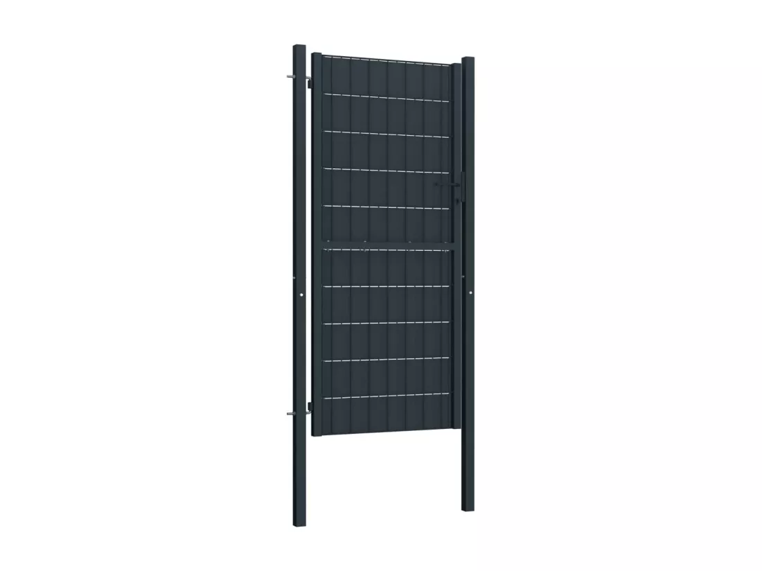 Portail de cl?ture PVC et acier 100x204 cm Anthracite