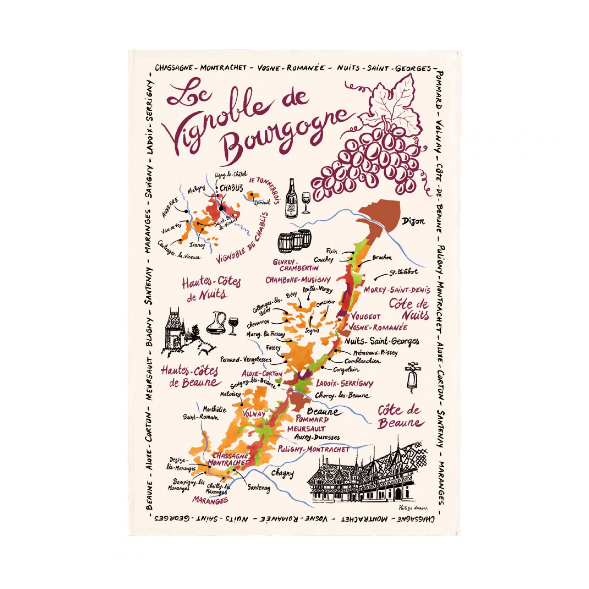 Torchon la carte des bourgognes