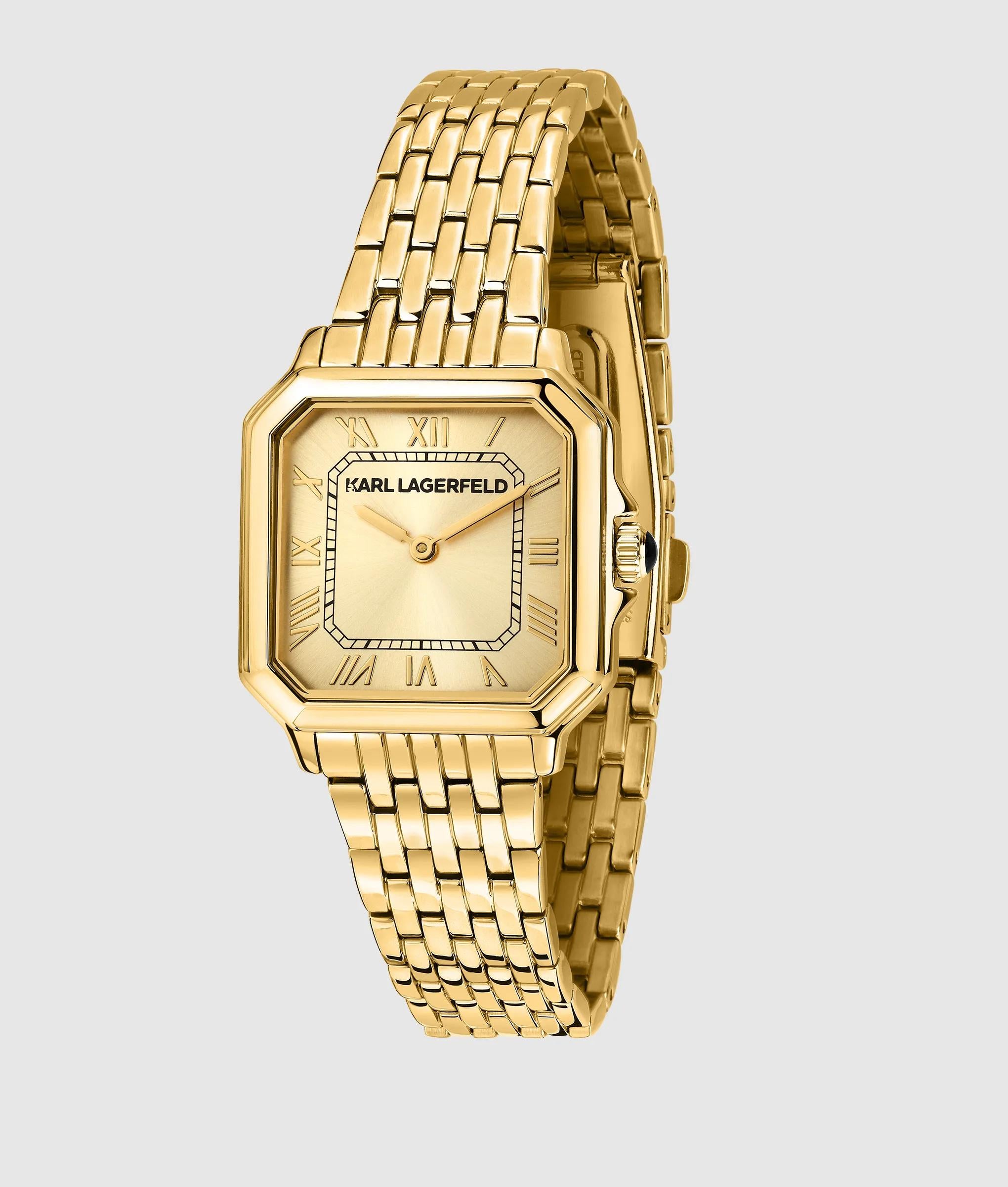 Horloge met vierkant logo in goudkleur