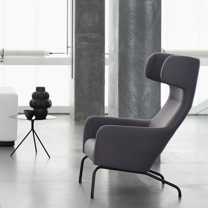 Softline - Havana Ohrensessel, Gestell schwarz / Filz hellgrau (620)
