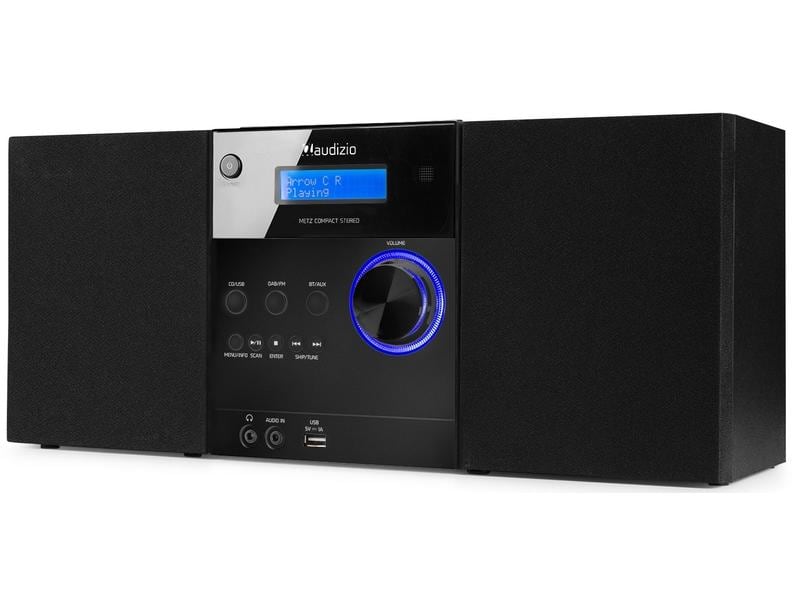 Audizio Micro-HiFi Anlage Metz Schwarz Leistungsstarkes Stereo-HiFi-System mit Bassreflex-Lautsprechern