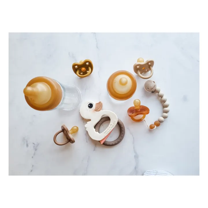 Hevea Attache-tétine en caoutchouc naturel et bois d'hévéa | Beige