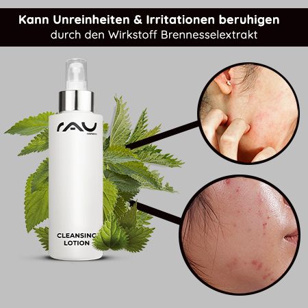 RAU Cosmetics Cleansing Lotion - Make-Up Entferner & Gesichtsreiniger mit Brennnessel Extrakt