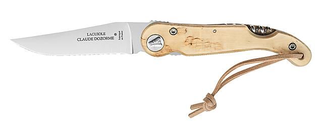 CLAUDE DOZORME - COUTEAU BAROUDEUR TIRE BOUCHON MANCHE BOULEAU NAIN