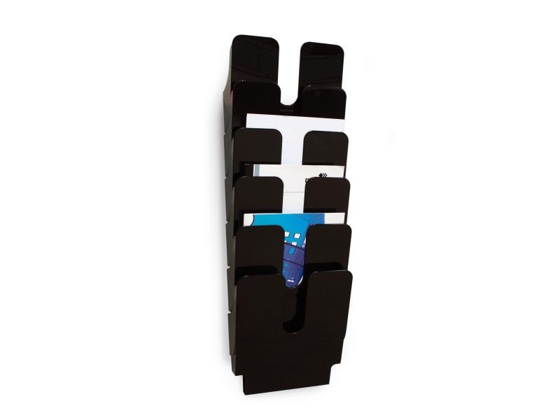 DURABLE Prospektständer Flexiplus 6 A4, Schwarz Sechsteiliger Prospekt- und Dokumenthalter für an die Wand