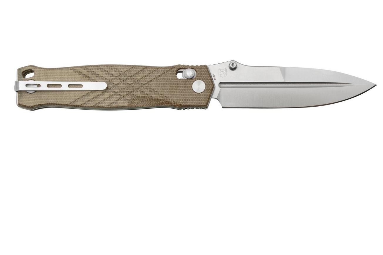 Real Steel Muninn 7751GM Green Micarta, Satin VG-10, zakmes
