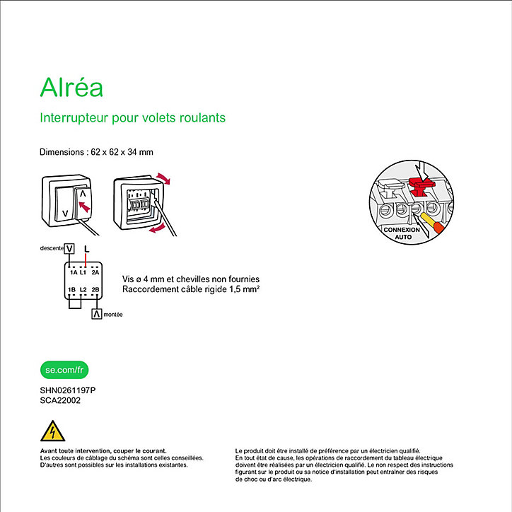Commande volet roulant complète saillie Schneider Electric Alréa blanc