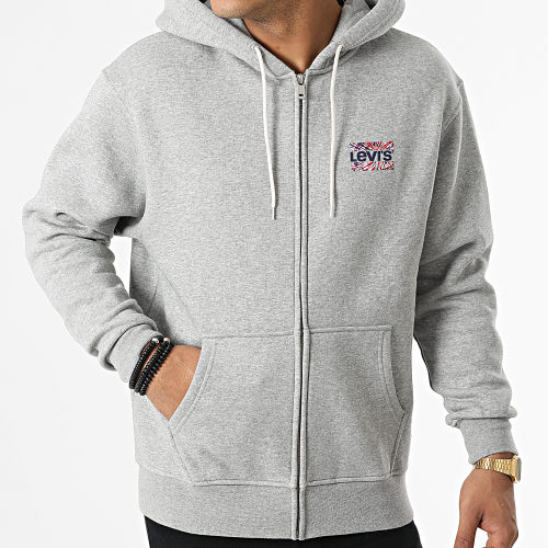 Sweat Zippé Capuche 38717 Gris Chiné