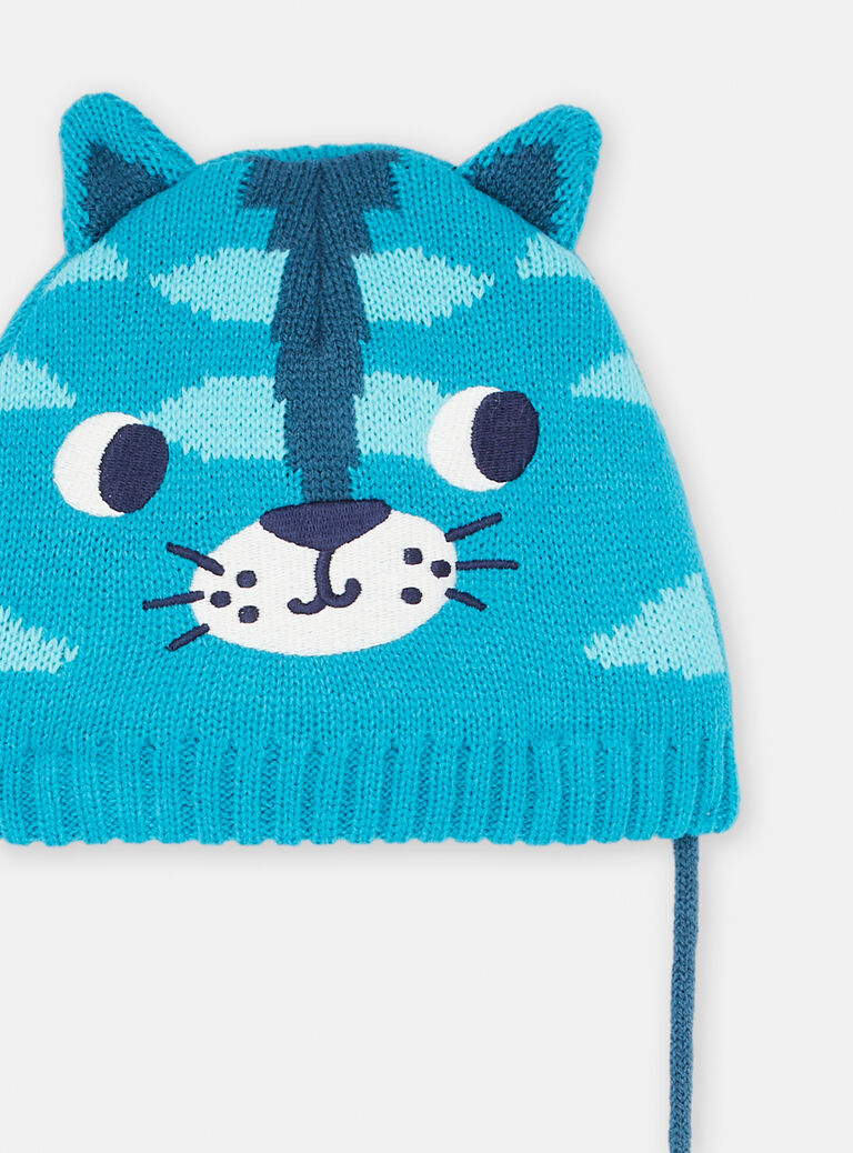 Bonnet bleu à animation chat