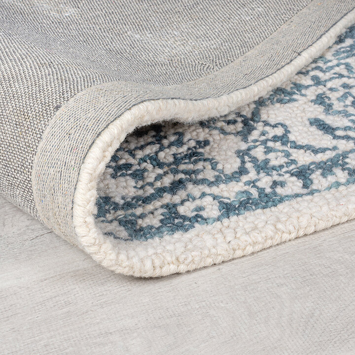 Wollen vloerkleed - Wallo Yasmin Ivoor/Blauw