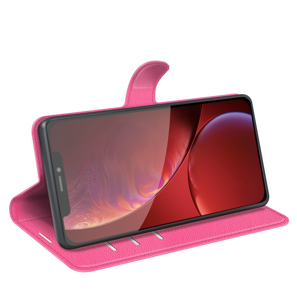 iPhone 13 Pro Leder Tasche Flip Cover Litchi Look - Pink