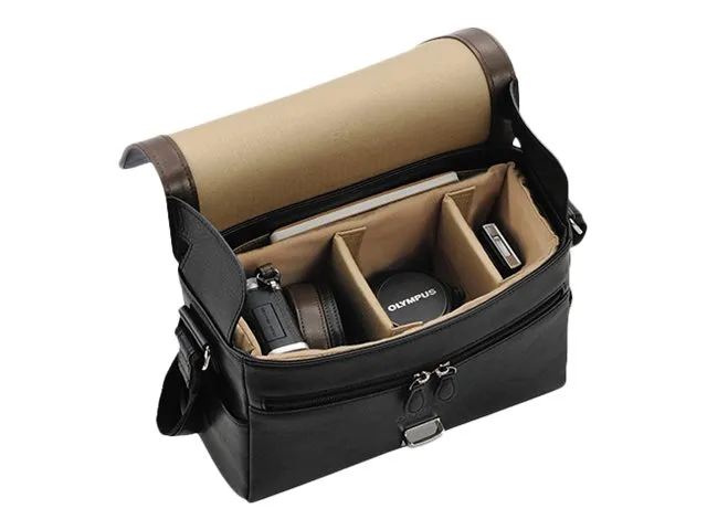 Olympus Premium CBG-11PR - Bæretaske til kamera - læder - sort, brun - for Olympus PEN-F