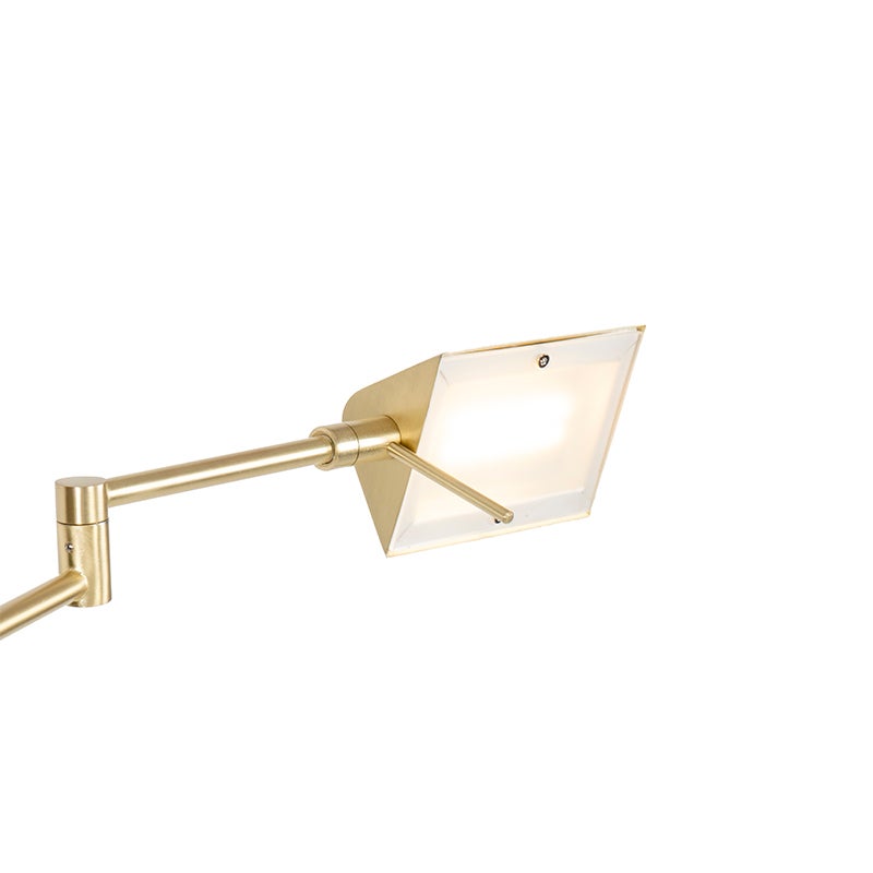 QAZQA - Moderne vloerlamp | Staande lamp | Vloerlamp | Lamp | Licht messing incl. LED met touchdimmer - Notia Dimmer | Dimbaar | Woonkamer | Slaapkamer - Staal Langwerpig - I (niet vervangbaar)