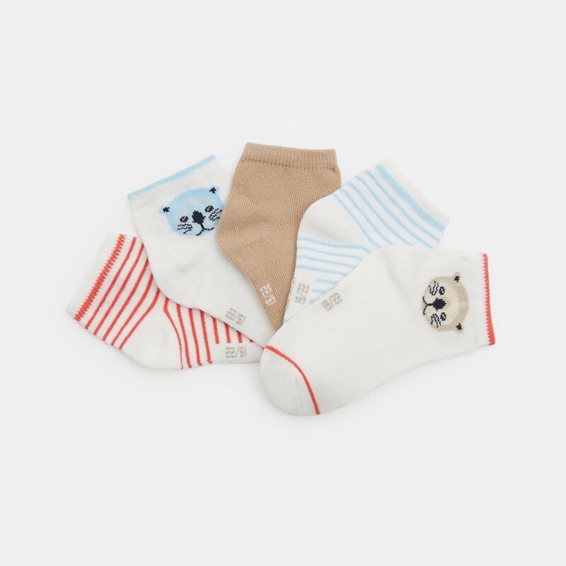 Chaussettes basses chat multicolore bébé garçon (lot de 5) Bleu