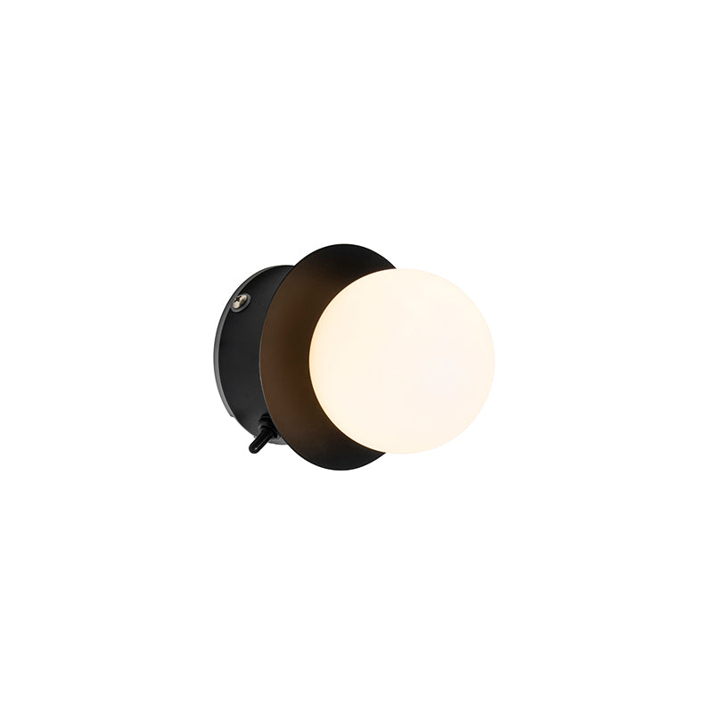 QAZQA Wandlamp zwart IP44 met schakelaar - Cederic