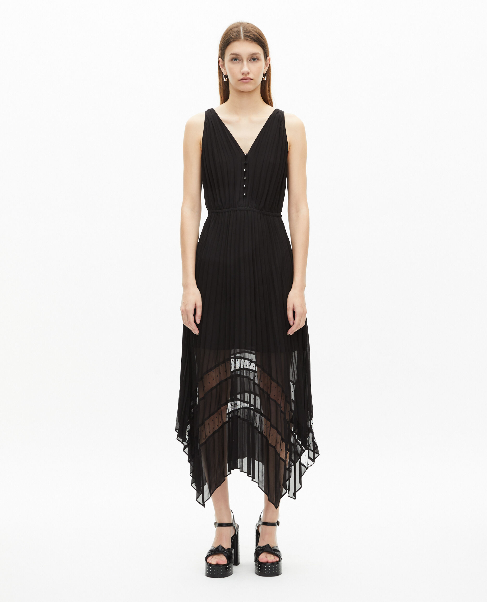 Robe longue plissée noire