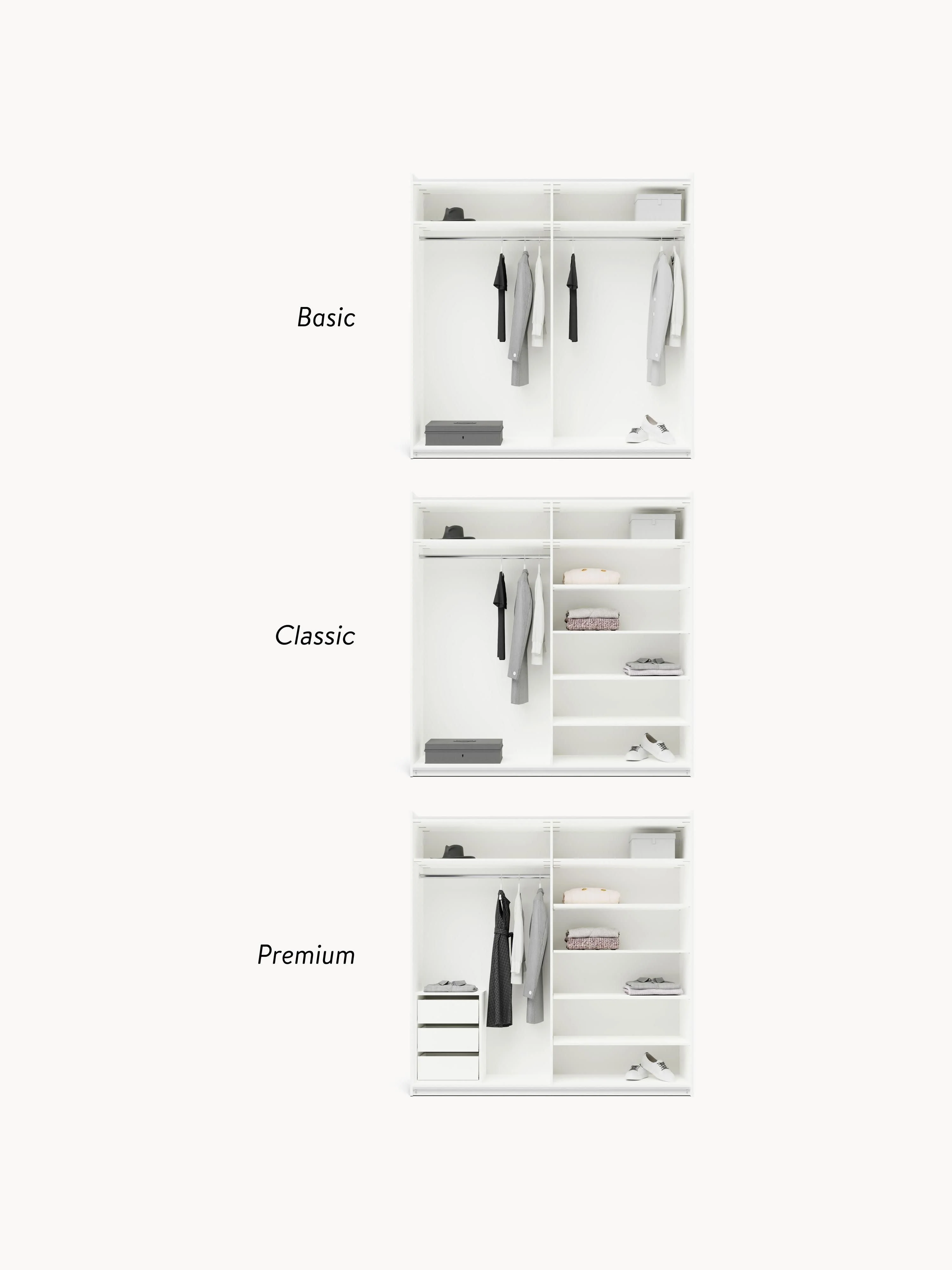 Modulaire schuifdeurkast Charlotte, 200 cm breed, in verschillende formaten