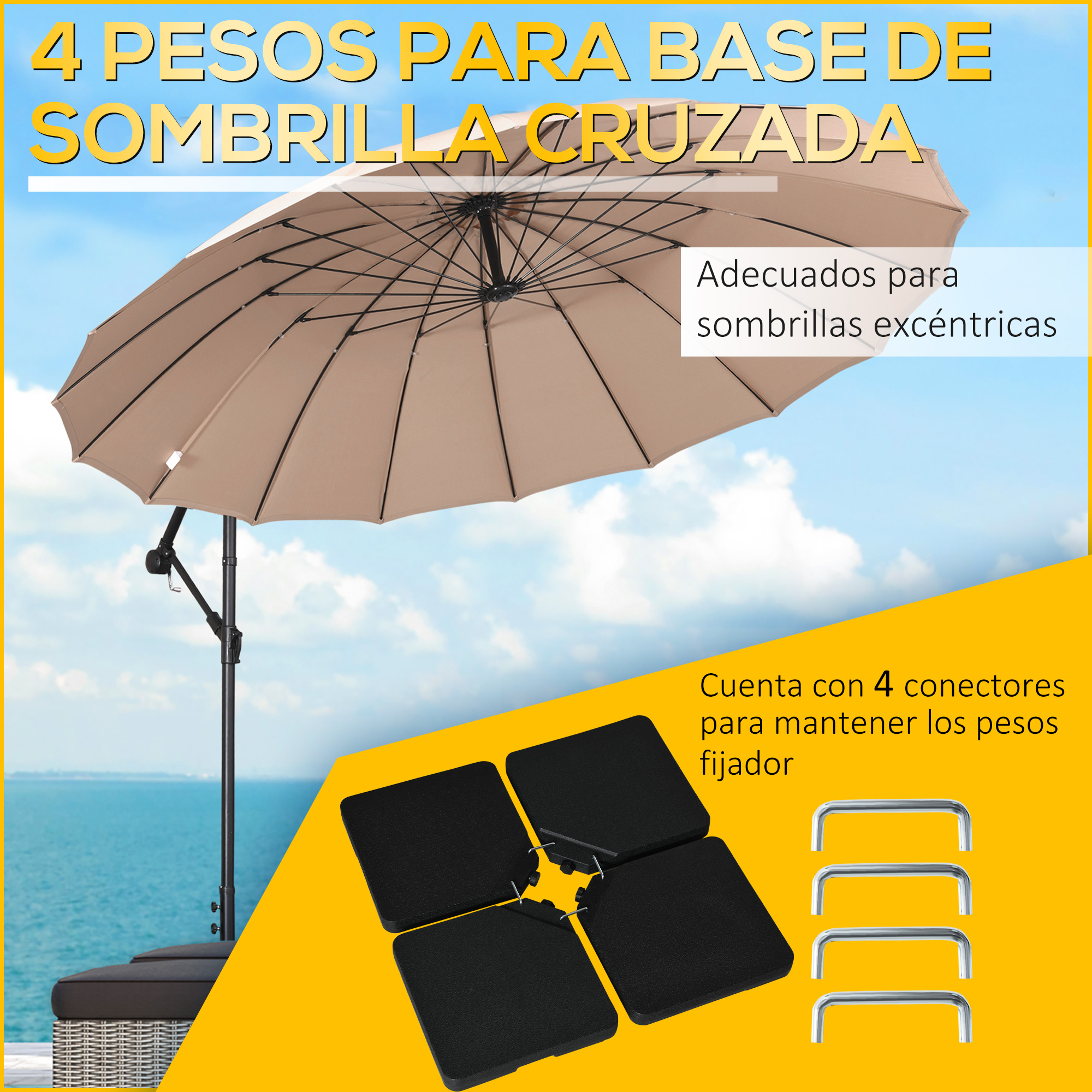 Base para guarda-sol Outsunny preta