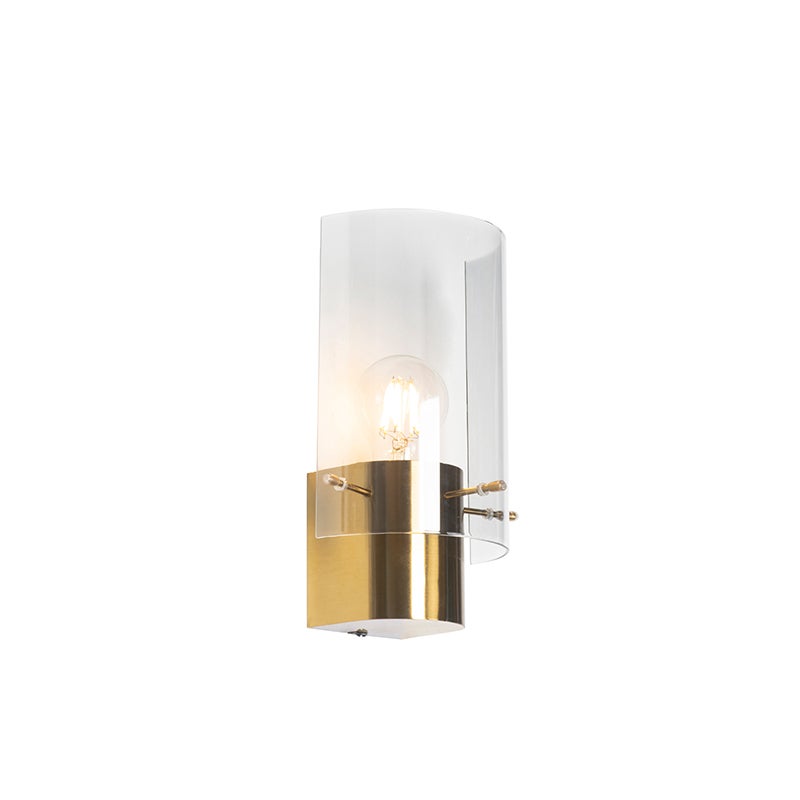 Vintage wandlamp van messing met gerookt glas - Vidra