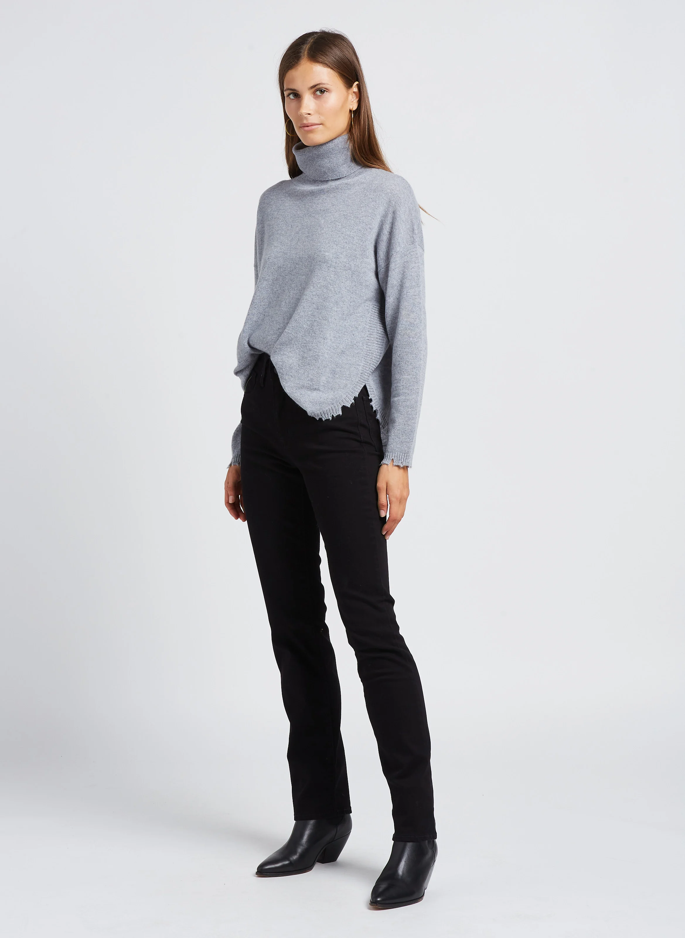 724 HIGH RISE STRAIGHT - Jean droit taille haute en coton mélangé | Noir