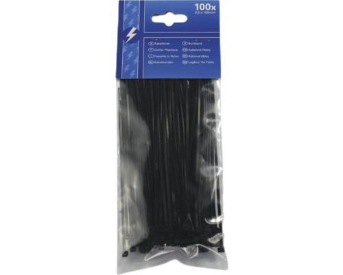Kabelbinders 150x2,5 mm zwart 100 stuks