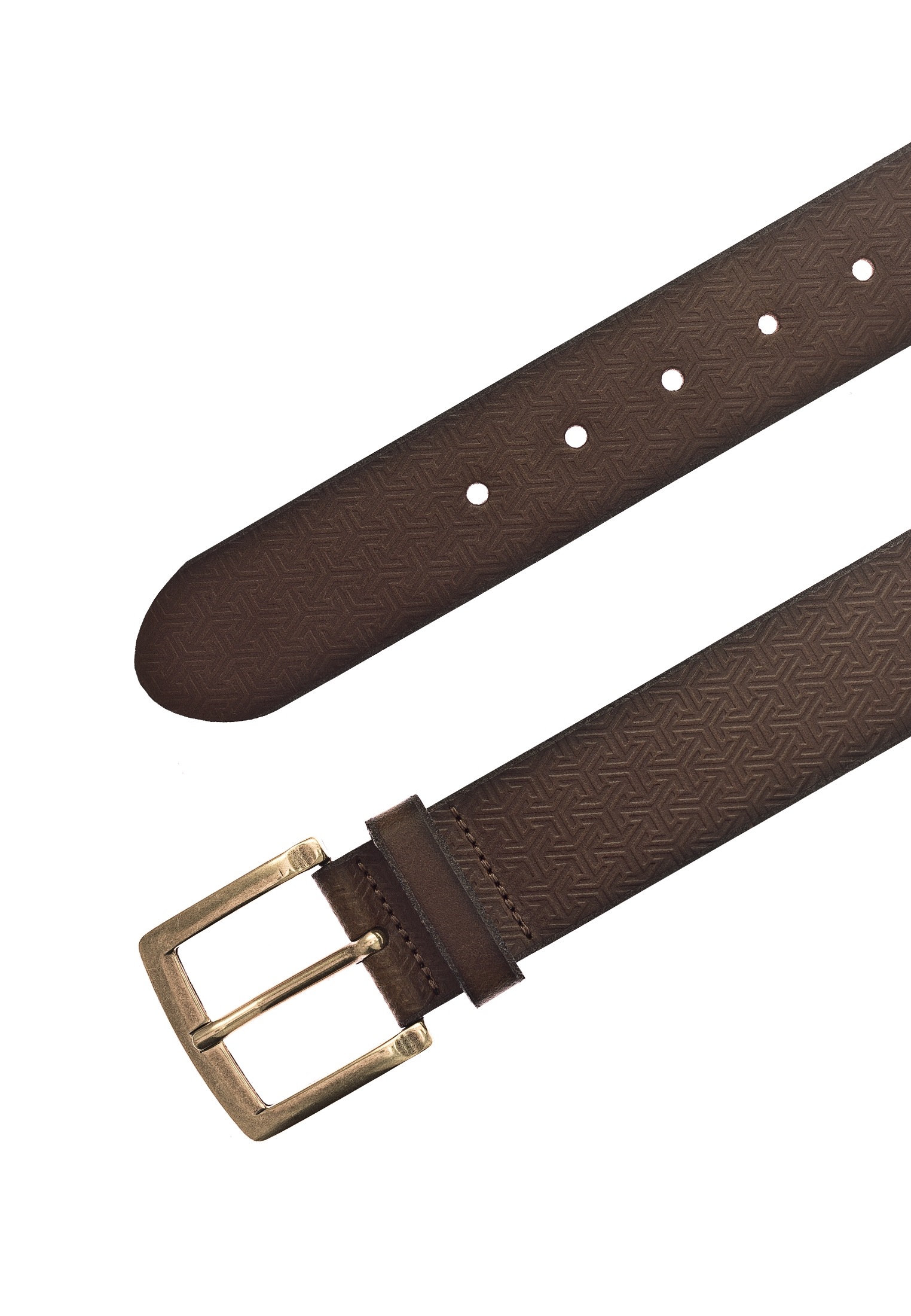 MUSTANG Ledergürtel , mit grafischer Prägung verziert, Vintage-Look, 4 cm