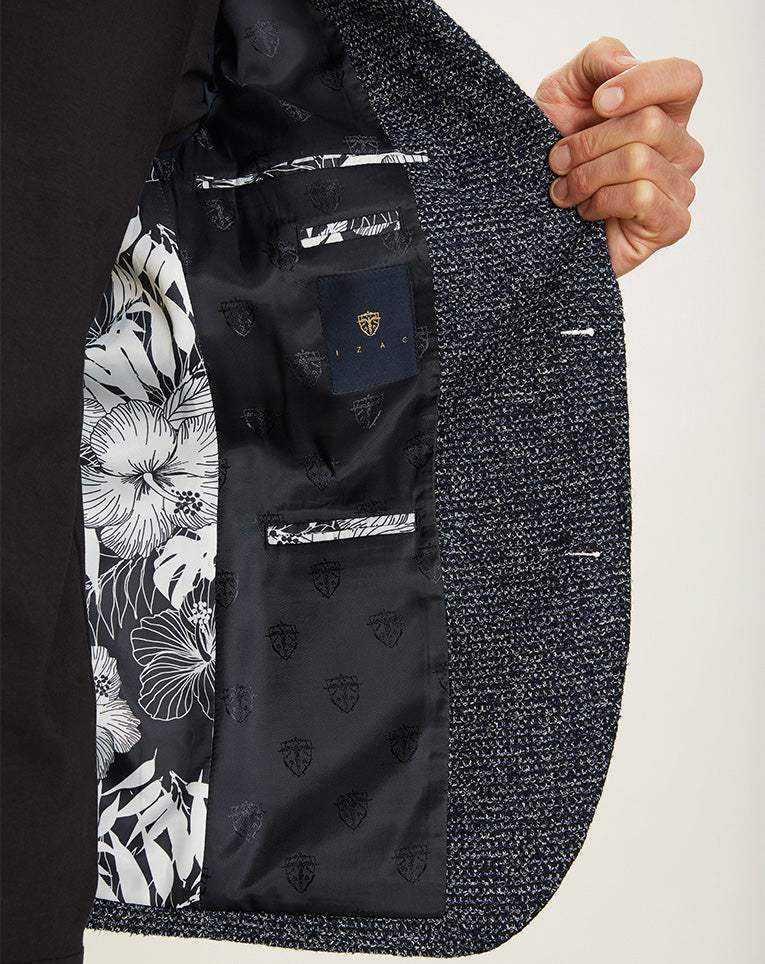 Veste ajustée en tweed bleu 