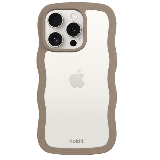 holdit Iphone 15 Pro Max Transparent Wavy Cover, Mocha Brown/Transparent