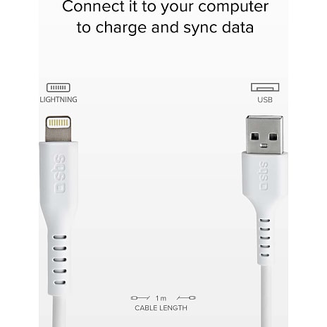 SBS lightning kabel 1 m - hvid