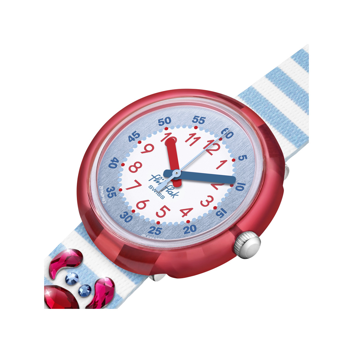 Montre FLIK FLAK Shine bright Shining crab enfant plastique biosourcé bracelet PET recyclé bleu