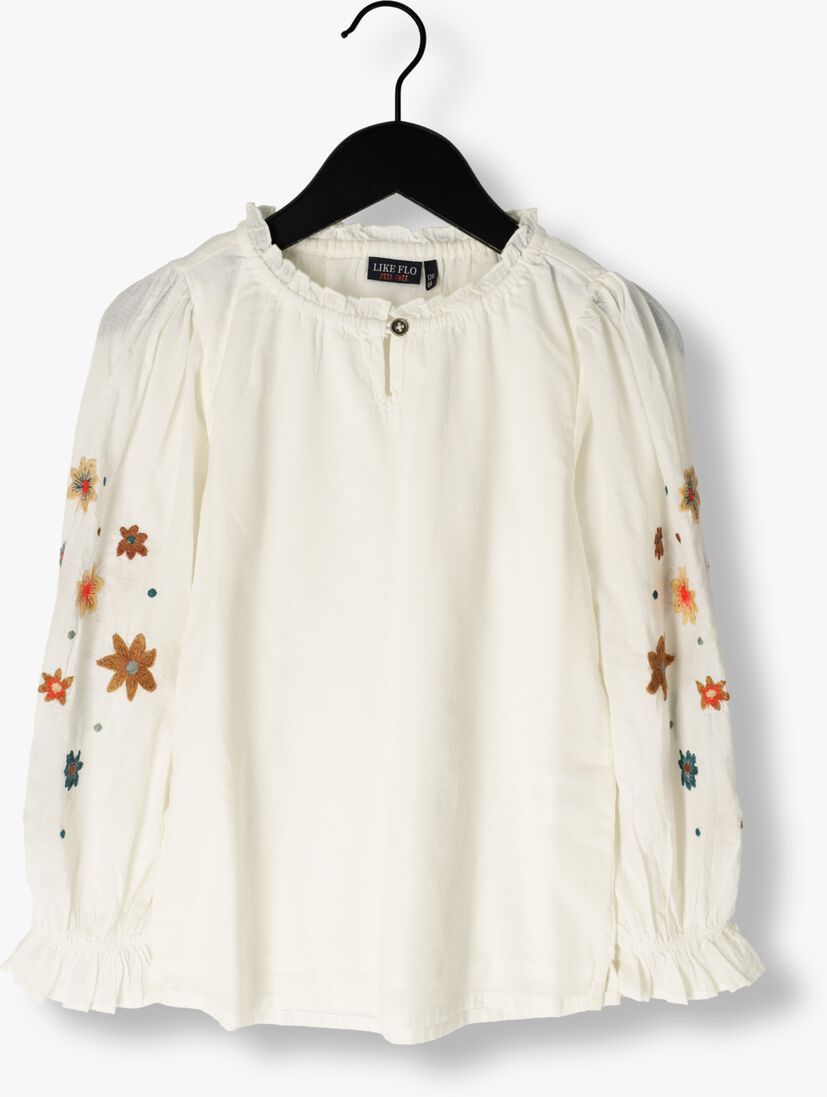LIKE FLO gebroken wit like flo blouse woven blouse with embroidery sleeves