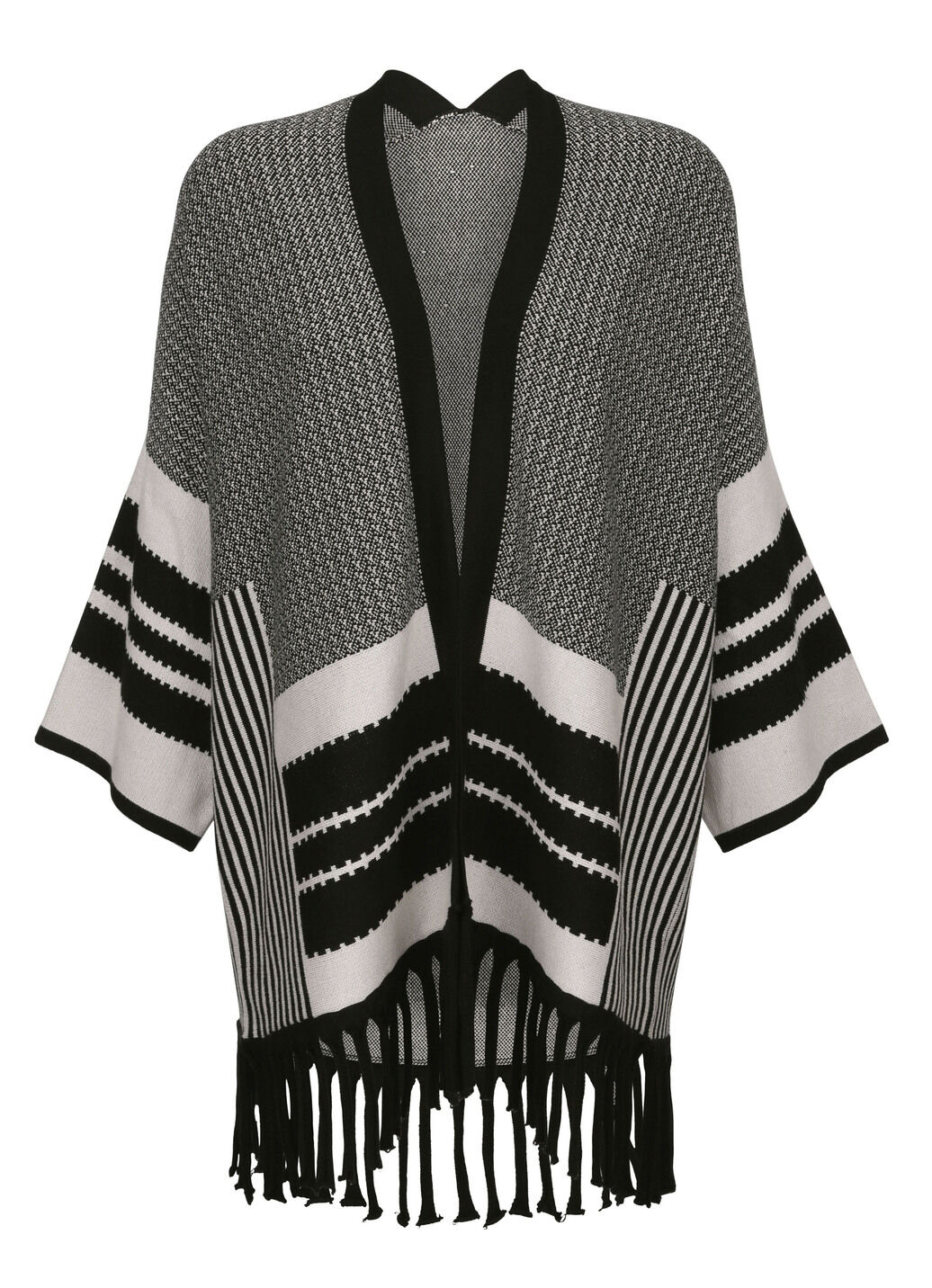 Poncho-Strickjacke in Jacquard-Dessin