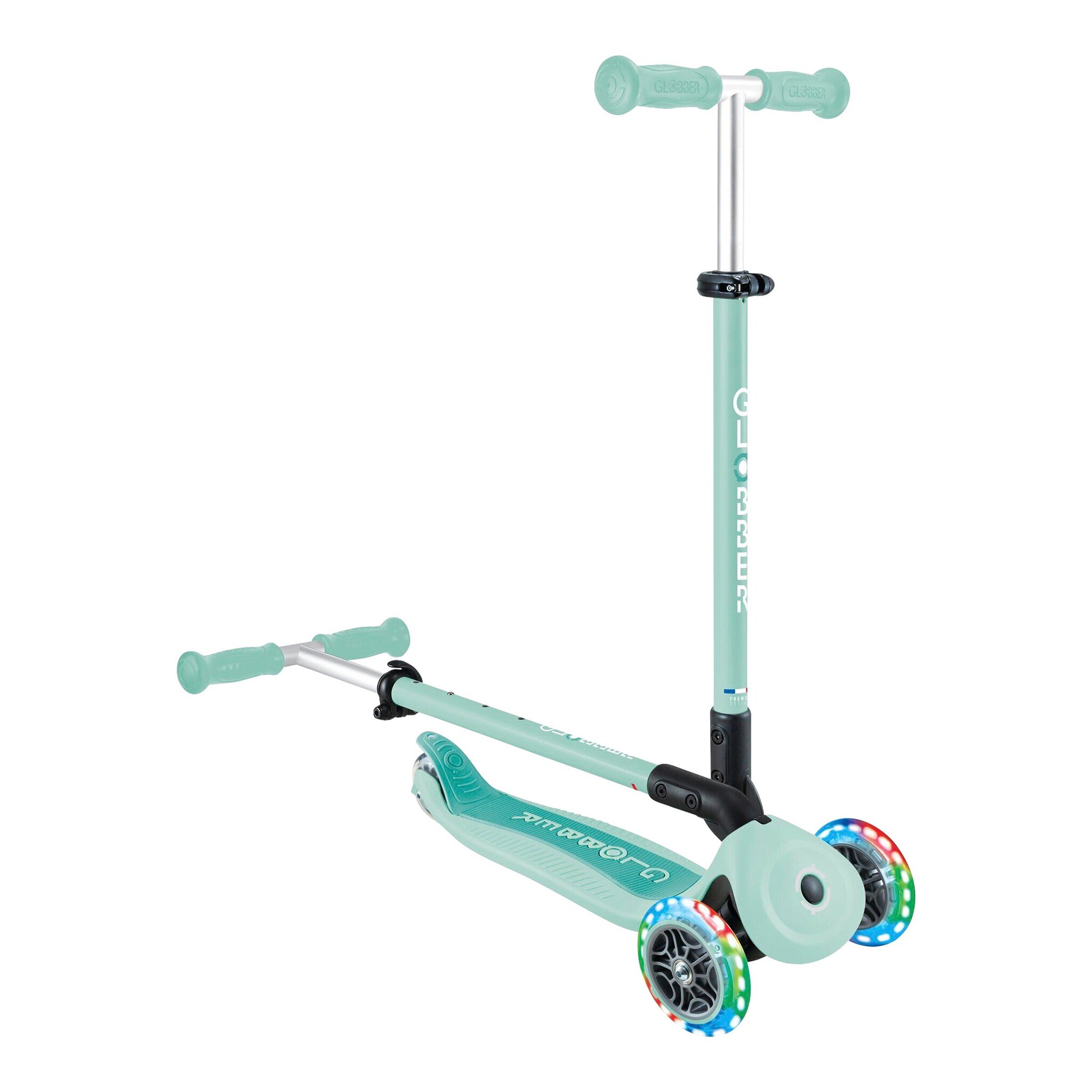 Globber Scooter 3in1 Go-Up active mit Leuchtrollen mint